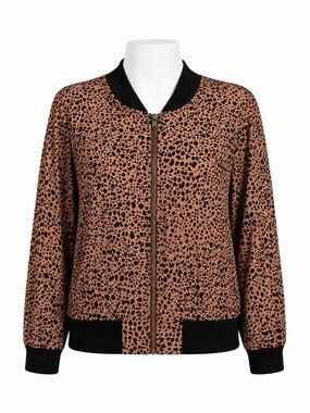 Size L Grace‎ & Lace Women’s Leopard Print Bomber Jacket Animal Print